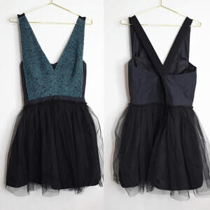 VTG BCBG Green Tweed Bodice Ballerina Tutu Mini Dress - 12